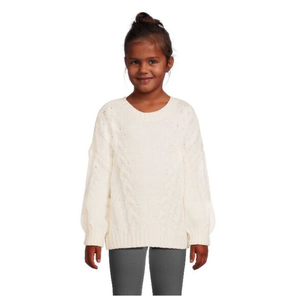 Girls Ultra Soft Cable Knit Sweater with Long Sleeves, Size XL (14-16) - Picture 5 of 7